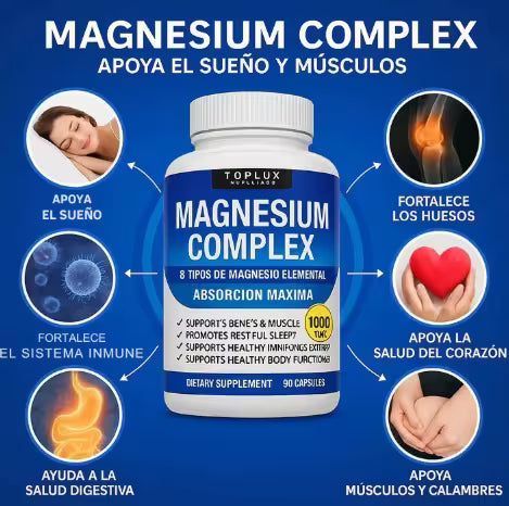 Magnesium Complex – 1000 mg. ⚡ENERGÍA, SUEÑO Y BIENESTAR EN UNA CÁPSULA 💪